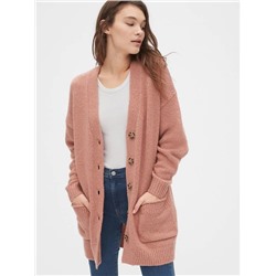 Wool-Blend Button-Front Cardigan Sweater