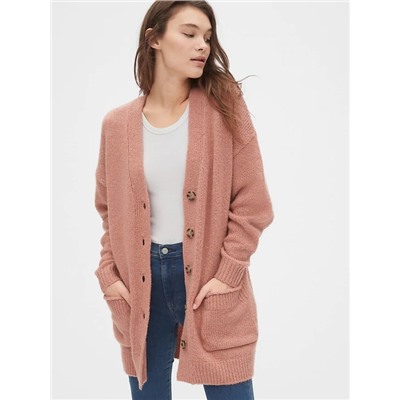 Wool-Blend Button-Front Cardigan Sweater