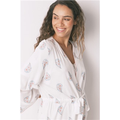 Bata larga "maternity" print sello marfil