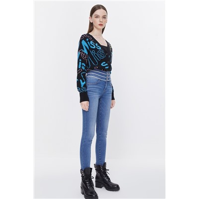 Vaquero skinny fit de tiro alto Azul claro