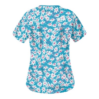 UA Daisy Mae Turquoise Print Scrub Top