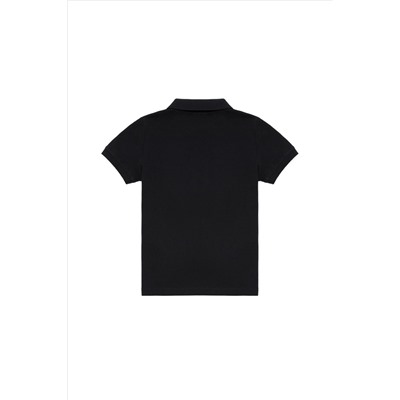 Erkek Çocuk Siyah Basic Polo Yaka Tişört