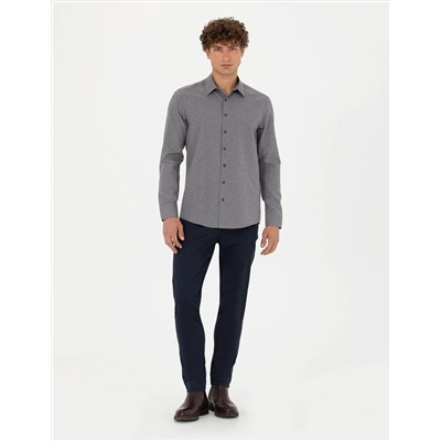 Antrasit Slim Fit Uzun Kollu Gömlek