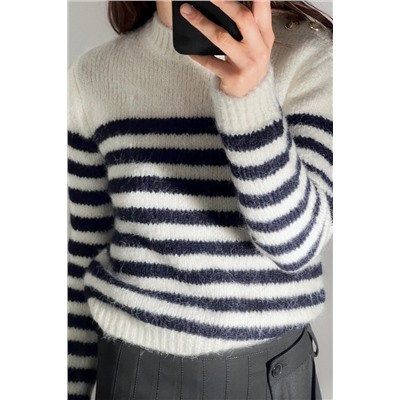 STRIPED KNIT SWEATER WITH BUTTONS