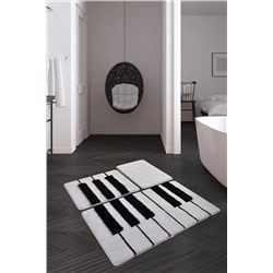 Chilai Home PİYANO 3 LU SET Banyo Halısı, Paspas 8682125932842
