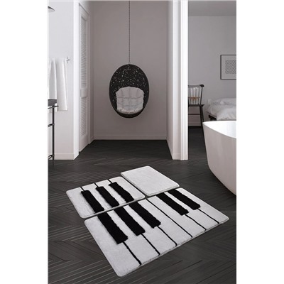 Chilai Home PİYANO 3 LU SET Banyo Halısı, Paspas 8682125932842
