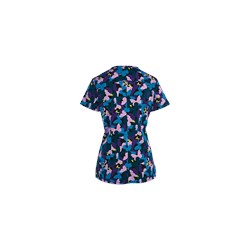 koi Stretch Scrubs Butterfly Camo Print Top