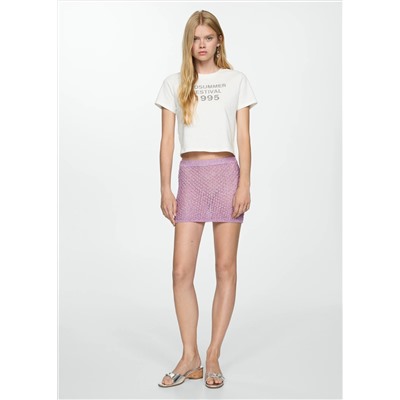 Camiseta crop estampada