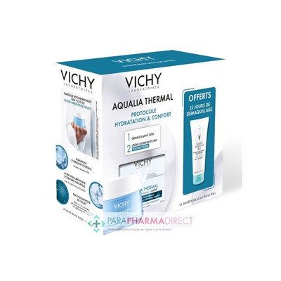 Vichy Aqualia Thermal Crème Réhydratante 48H Légère Peau Normale 50ml + Démaquillant 3en1 100ml OFFERT Coffret