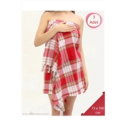 Qottox, 3'lü 75x160cm Klasik Hamam Peştemali, Gelin Hamamı Peştemali Plaj Havlusu, Hamam Havlusu