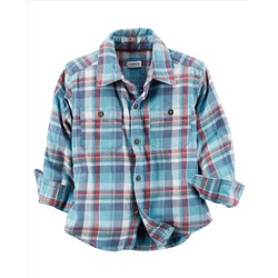 Brushed Twill Button-Front Shirt