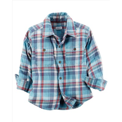 Brushed Twill Button-Front Shirt