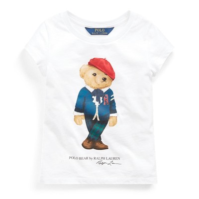 GIRLS 2-6X Cardigan Bear Cotton Tee