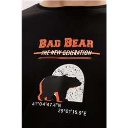 Bad Bear, Derek Siyah Baskılı Erkek Tişört