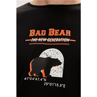 Bad Bear, Derek Siyah Baskılı Erkek Tişört