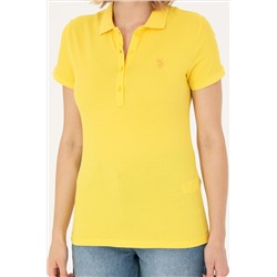Kadın Sarı Basic Polo Yaka Tişört