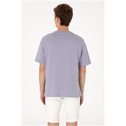 Erkek Oversize Fit Bisiklet Yaka Gri Tişört