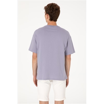 Erkek Oversize Fit Bisiklet Yaka Gri Tişört