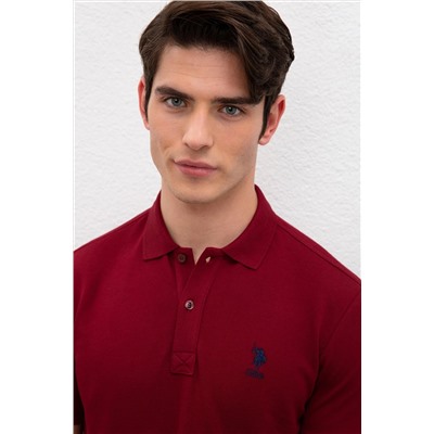 Erkek Plum Polo Yaka Basic T-Shirt