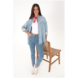 Kadın Açık Mavi Skinny High Waist Fit Jean Pantolon