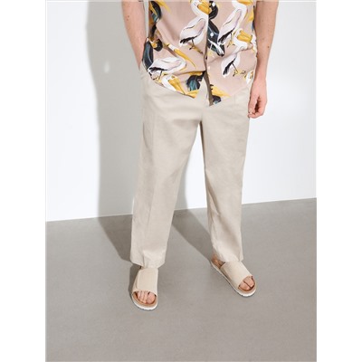 Hose im Wide-Leg-Stil mit hohem Leinenanteil