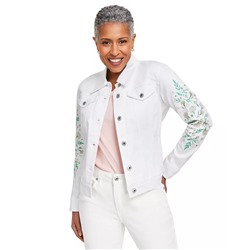 Women's Embroidered Classic Denim Jacket, Created for Macy's