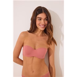 Sujetador STRAPLESS microfibra y encaje rosa