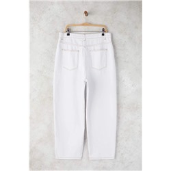 Beyaz Yüksek Bel Büyük Beden Baggy Jeans TBBAW26CJ00046