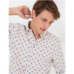 Bej Slim Fit Uzun Kollu Gömlek