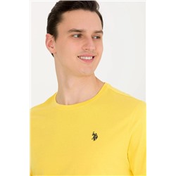 Erkek Koyu Sarı Basic Bisiklet Yaka Tişört