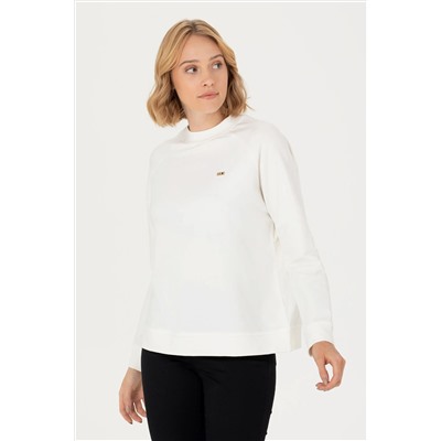 Kadın Ekru Bisiklet Yaka Sweatshirt