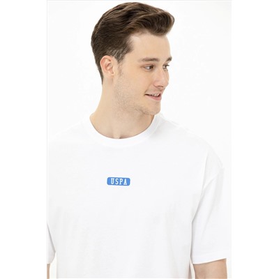 Erkek Beyaz Oversize Bisiklet Yaka Tişört