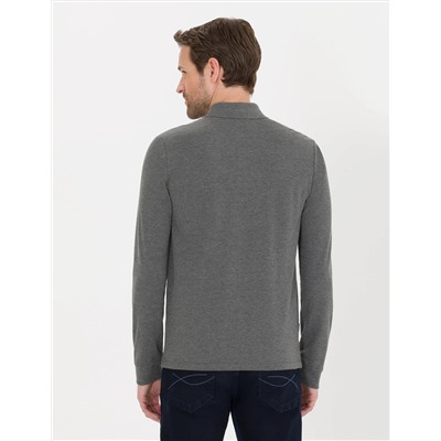 Antrasit Melanj Slim Fit Basic Sweatshirt