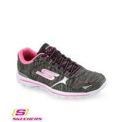 Skechers GOwalk2 Flash Linear Women's Walking Shoe Black/Hot Pink