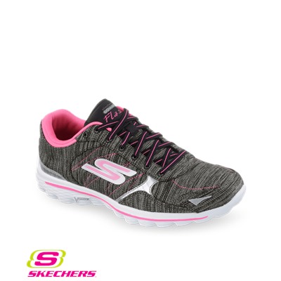 Skechers GOwalk2 Flash Linear Women's Walking Shoe Black/Hot Pink