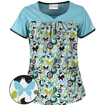 UA Flutter Flattery Black Scrub Top