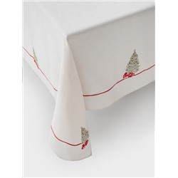 Скатерть, 170х250 см, полиэстер, бежевая, Елка с подарками, Festival
