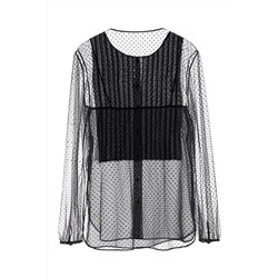 Camisa efecto doble prenda Negro