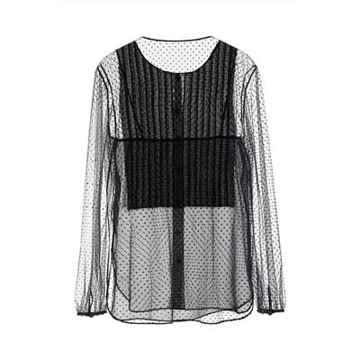 Camisa efecto doble prenda Negro