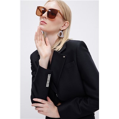 Chaqueta de lana y seda Negro