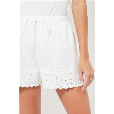 Short de pijama cintura alta - Blanco