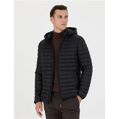 Siyah Slim Fit Mont