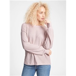 Brushed Waffle-Knit Crewneck T-Shirt