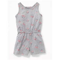 Printed Jersey Racerback Romper for Girls