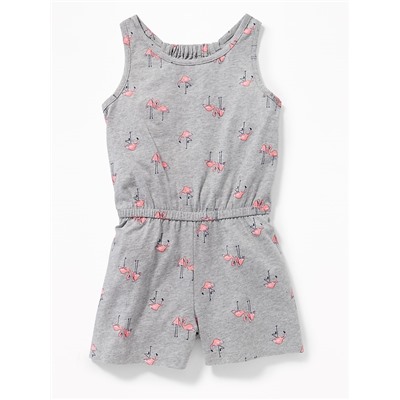 Printed Jersey Racerback Romper for Girls