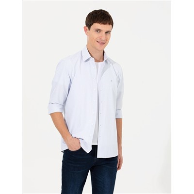 Açık Mavi Slim Fit Uzun Kollu Gömlek
