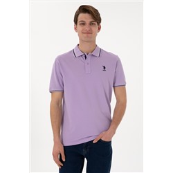 Erkek Regular Fit Polo Yaka Lila Basic Tişört