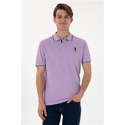 Erkek Regular Fit Polo Yaka Lila Basic Tişört