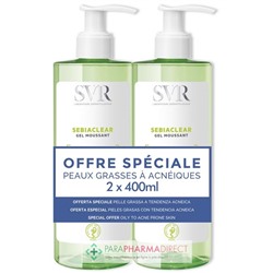 SVR SEBIACLEAR GEL MOUSSANT - Nettoyant sans Savon, Purifiant, Désincrustant 2x400mlLot  × 2