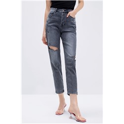 Vaquero slim fit 7/8 de tiro alto Gris oscuro